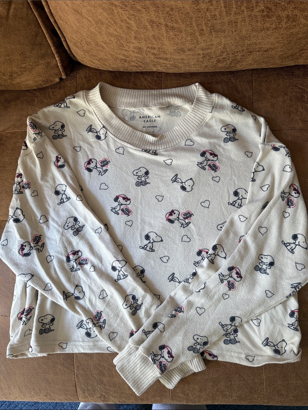 American Eagle Snoopy Heart Crop